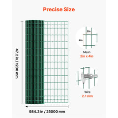VEVOR Farm Fence, 47 x 984 in, 2 x 4 in Mesh 2.1mm Galvanized Steel Wire Fencing for Cattle, Hog & Sheep, Heavy Duty