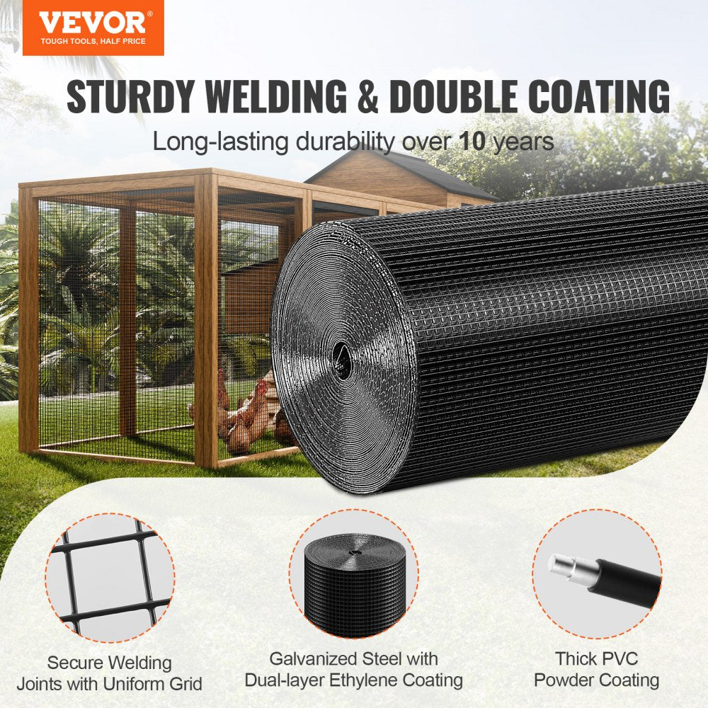 VEVOR Hardware Cloth, 24'' x 100' Galvanized Wire Mesh Roll, 19 Gauge Chicken Wire Fence Roll, Vinyl Coating Metal Wire