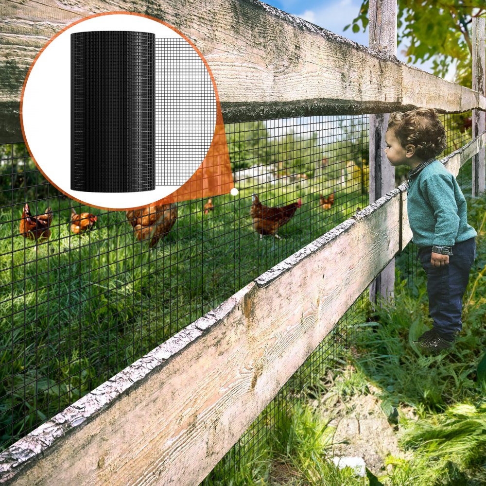 VEVOR Hardware Cloth, 24'' x 100' Galvanized Wire Mesh Roll, 19 Gauge Chicken Wire Fence Roll, Vinyl Coating Metal Wire