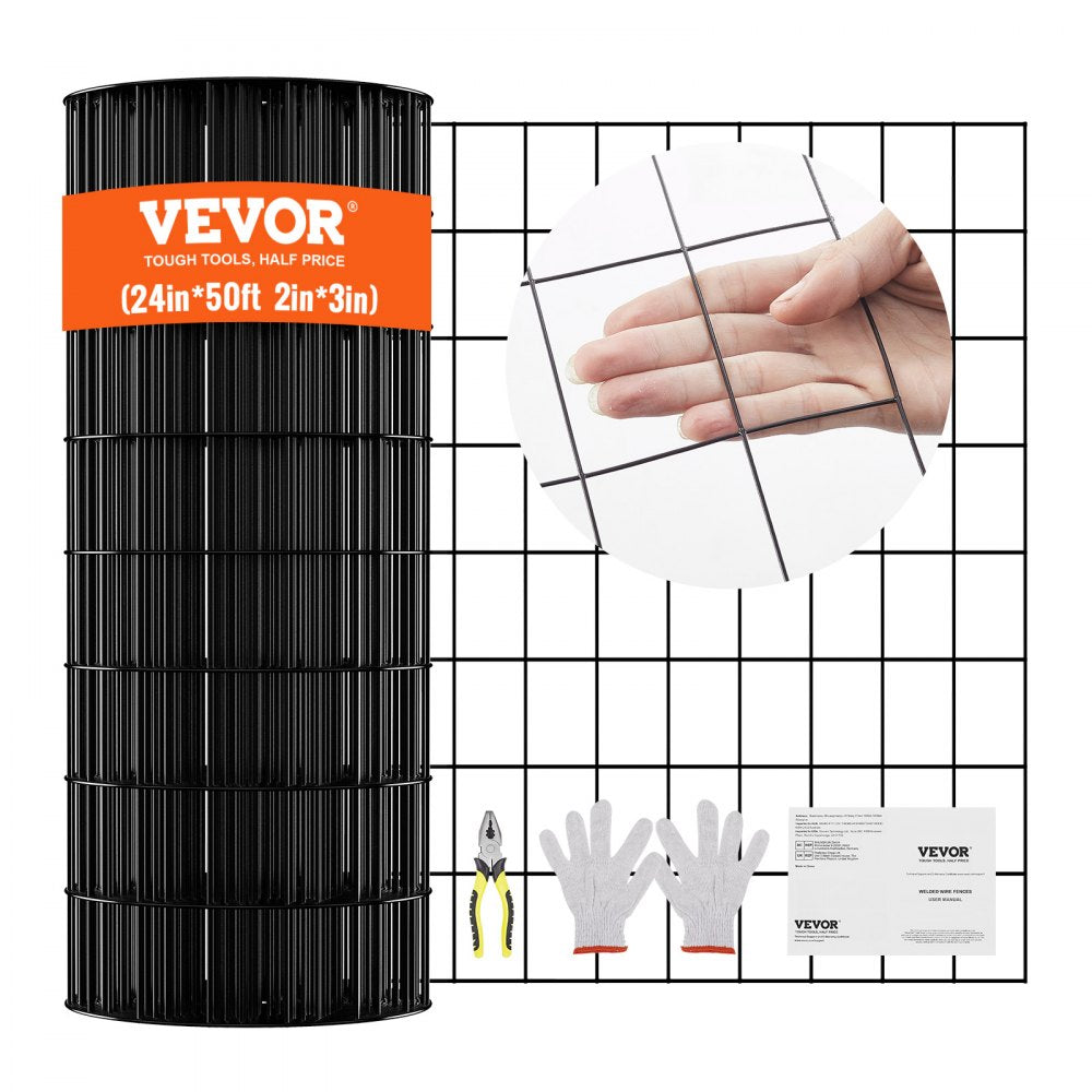 VEVOR Hardware Cloth, 24'' x 50' Galvanized Wire Mesh Roll, 16 Gauge Chicken Wire Fence Roll, Vinyl Coating Metal Wire