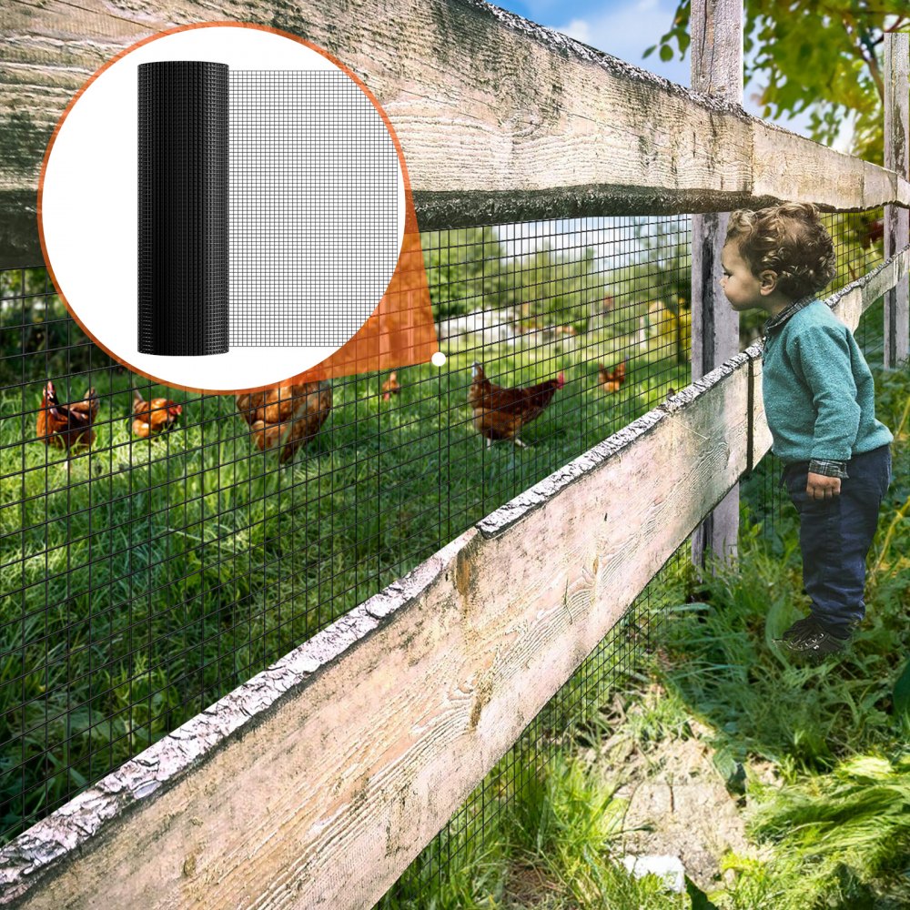 VEVOR Hardware Cloth, 36'' x 50' Galvanized Wire Mesh Roll, 19 Gauge Chicken Wire Fence Roll, Vinyl Coating Metal Wire