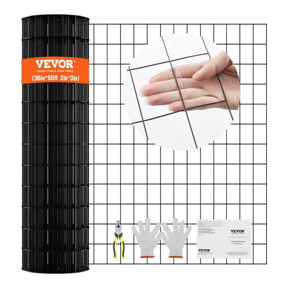VEVOR Hardware Cloth, 36'' x 50' Galvanized Wire Mesh Roll, 16 Gauge Chicken Wire Fence Roll, Vinyl Coating Metal Wire
