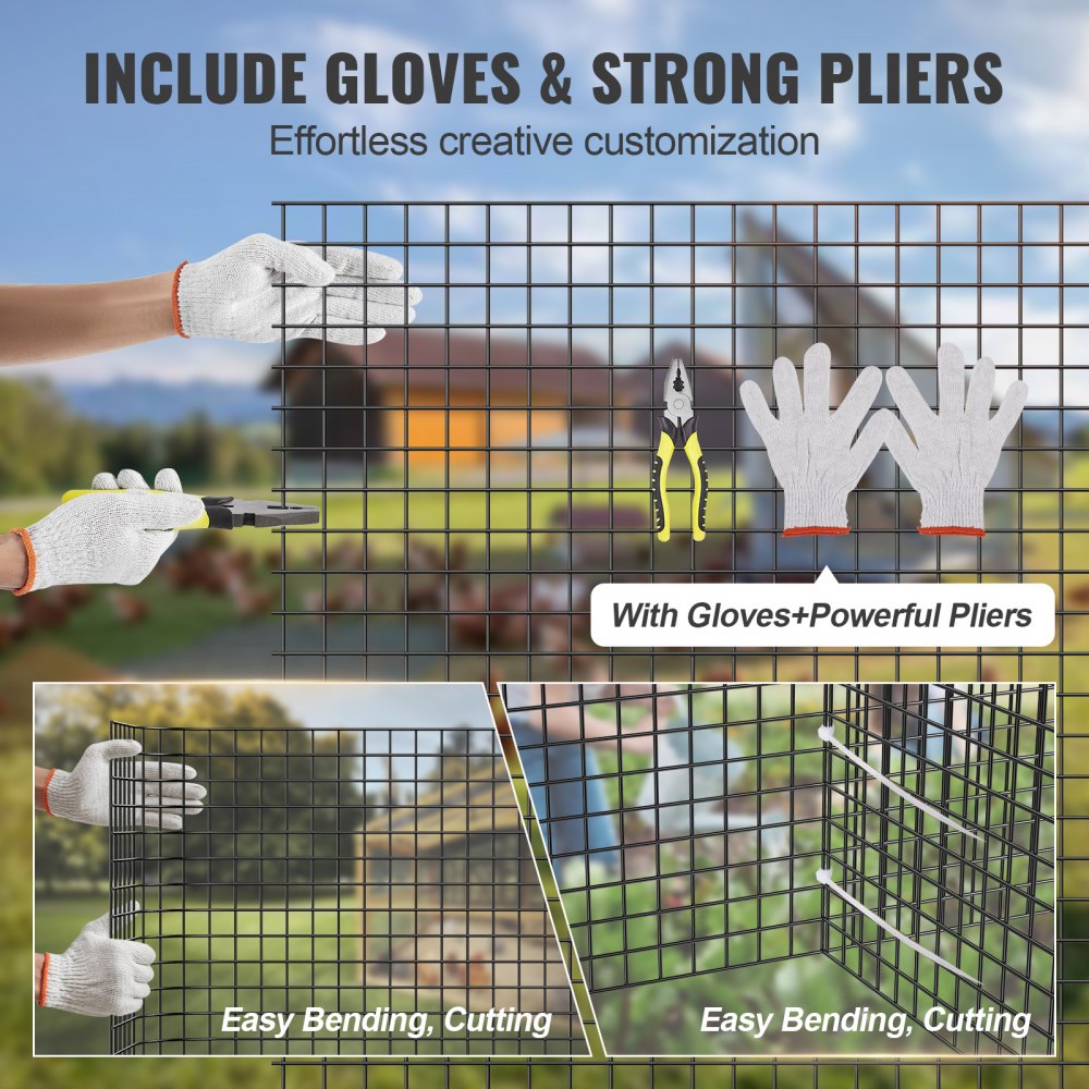 VEVOR Hardware Cloth, 48'' x 100' Galvanized Wire Mesh Roll, 19 Gauge Chicken Wire Fence Roll, Vinyl Coating Metal Wire