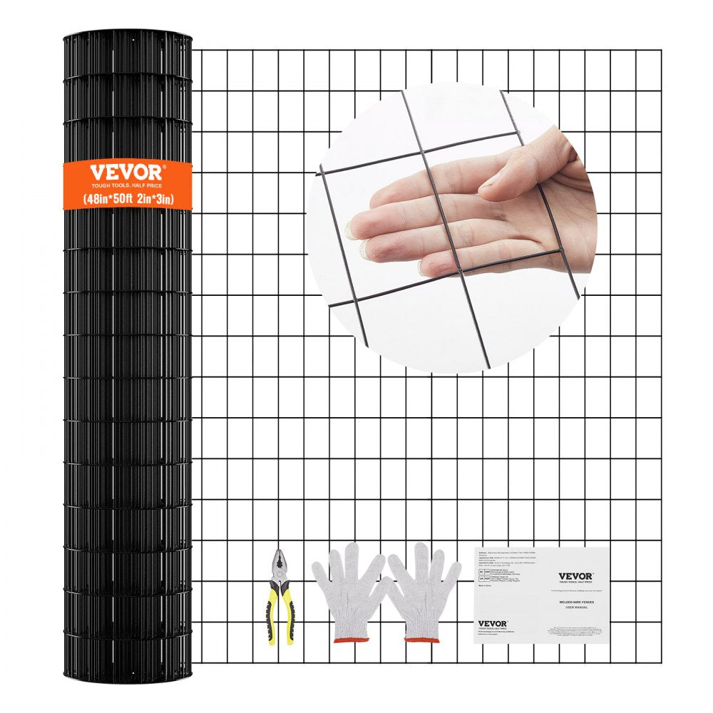 VEVOR Hardware Cloth, 48'' x 50' Galvanized Wire Mesh Roll, 16 Gauge Chicken Wire Fence Roll, Vinyl Coating Metal Wire
