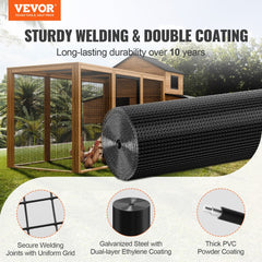 VEVOR Hardware Cloth, 48'' x 50' Galvanized Wire Mesh Roll, 19 Gauge Chicken Wire Fence Roll, Vinyl Coating Metal Wire