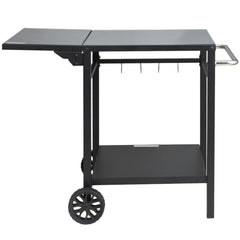 VEVOR Outdoor Grill Dining Cart with Double-Shelf, BBQ Movable Food Prep Table, Multifunctional Foldable Iron Table