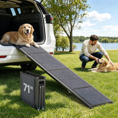 VEVOR Dog Ramp for Cars, 71" L x 17" W, Folding Pet Ramps for Medium & Large Dogs up to 250lbs, Pet Stair Ramp with
