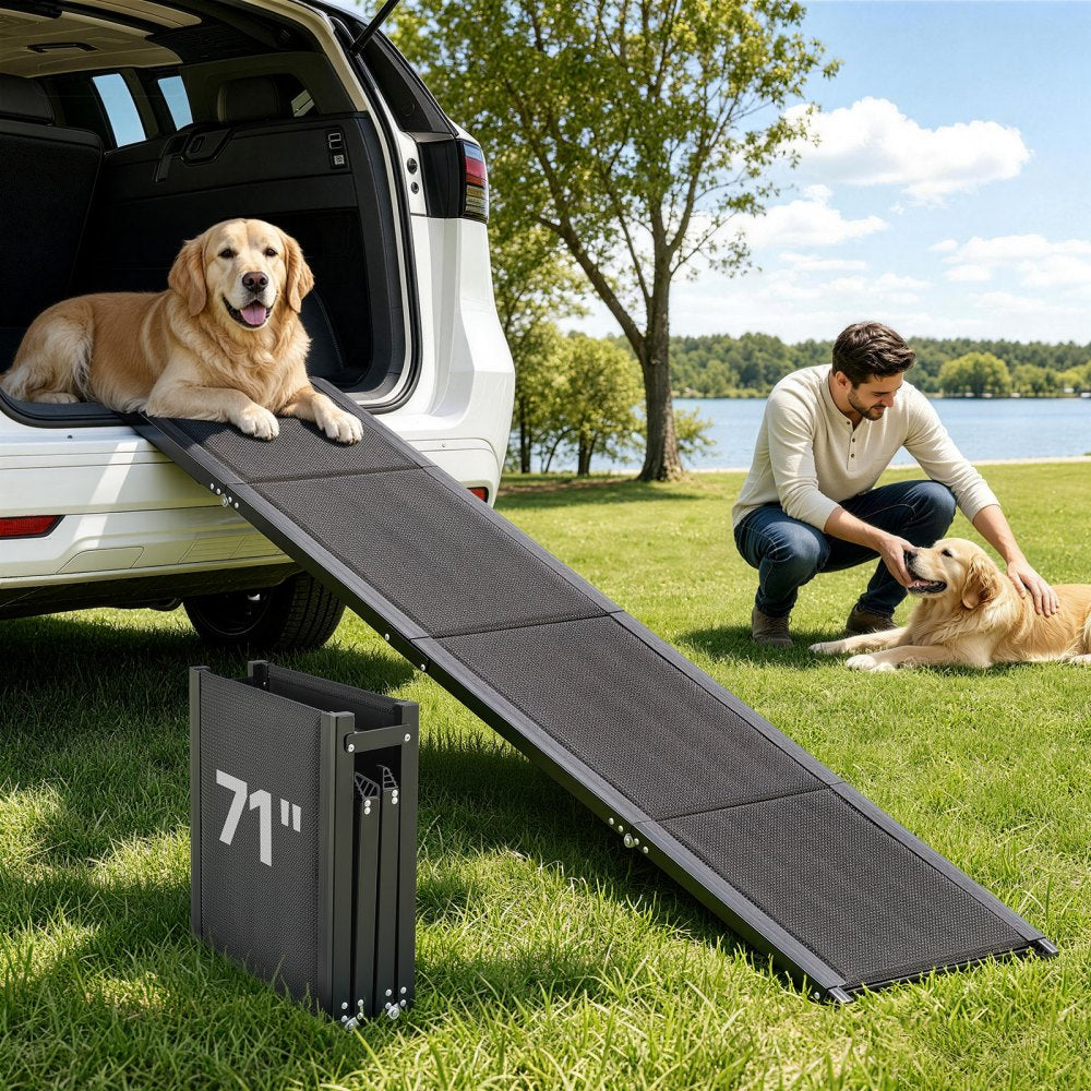 VEVOR Dog Ramp for Cars, 71" L x 17" W, Folding Pet Ramps for Medium & Large Dogs up to 250lbs, Pet Stair Ramp with