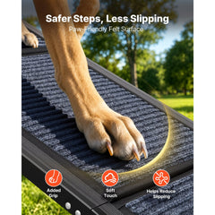VEVOR Dog Ramp for Cars, 63" L x 17" W, Folding Pet Ramps for Medium & Large Dogs up to 250lbs, Pet Stair Ramp with