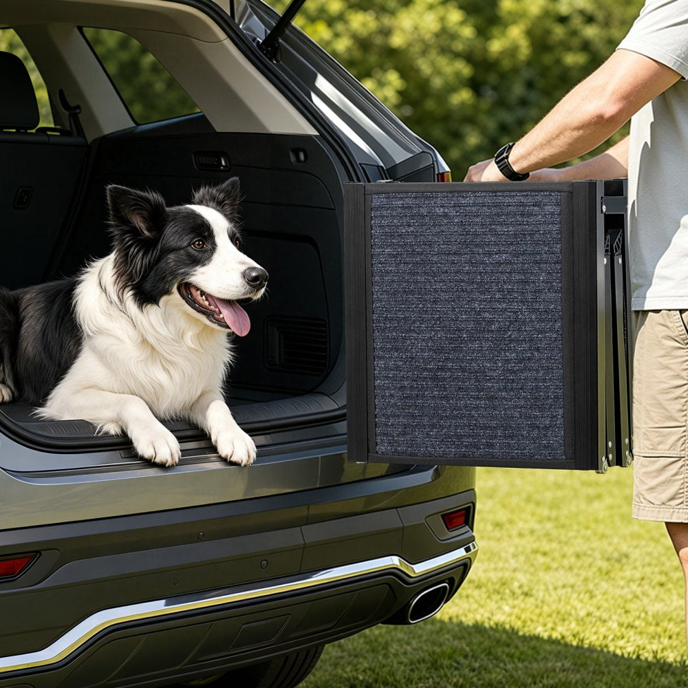 VEVOR Dog Ramp for Cars, 63" L x 17" W, Folding Pet Ramps for Medium & Large Dogs up to 250lbs, Pet Stair Ramp with