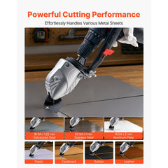 VEVOR Metal Shear/Cutter Drill Attachment, Sheet Metal Cutter with 360-Degree Pivoting Head, Sharp Blades,Ideal for 18