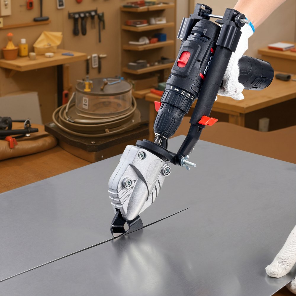 VEVOR Metal Shear/Cutter Drill Attachment, Sheet Metal Cutter with 360-Degree Pivoting Head, Sharp Blades,Ideal for 18