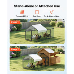 VEVOR Metal Chicken Coop for 4-6 Chickens, 3.3 x 6.6 x 3.3 ft, Small Chicken Cage with Waterproof Cover & Double Doors