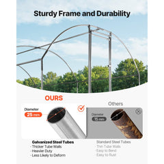 VEVOR Large Metal Chicken Coop, 9 x 25 x 6.6 ft, Walk-in Chicken Run House with Waterproof Cover & Sturdy Frame, Dome