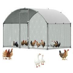 VEVOR Large Metal Chicken Coop 9.8x6.6x6.6 ft Walk-in Chicken Run House, Doom Roof Hen House Enclosure with Cover and