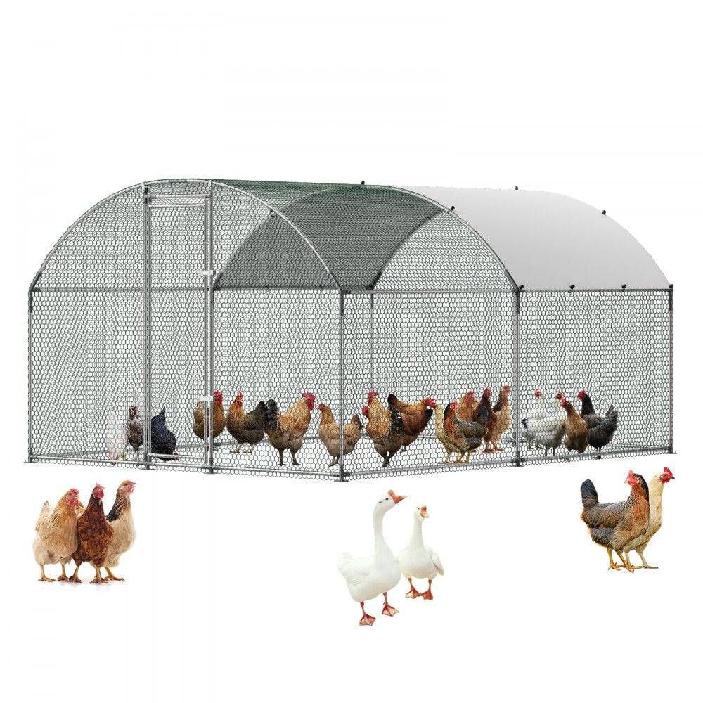 VEVOR Large Metal Chicken Coop 9.8x13x6.6 ft Walk-in Chicken Run House, Doom Roof Hen House Enclosure with Cover and