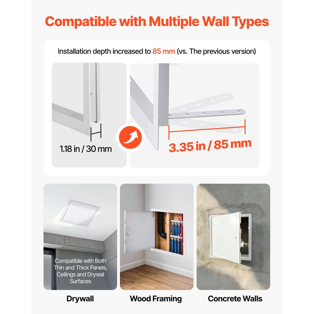 VEVOR Access Panel for Drywall, 13.3 x 13.3 in Galvanized Steel Access Door, Easy Install Hinged Service Panel with