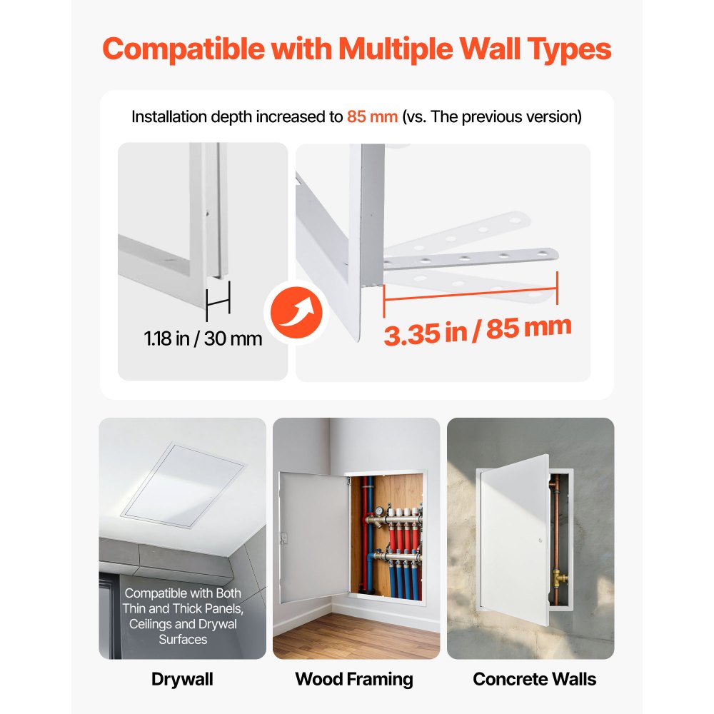 VEVOR Access Panel for Drywall, 25.3 x 17.2 in Galvanized Steel Access Door, Easy Install Hinged Service Panel with