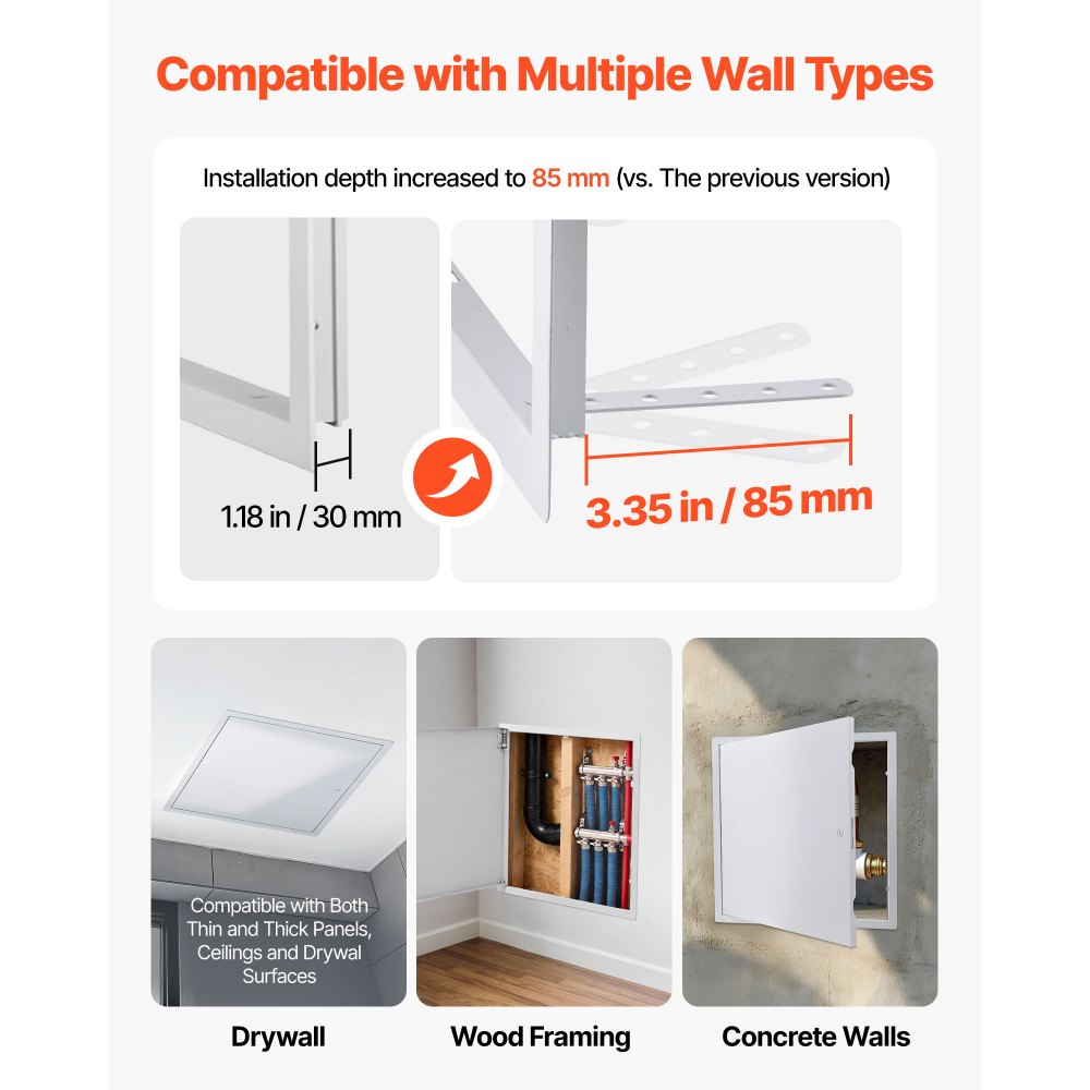 VEVOR Access Panel for Drywall, 19.2 x 19.2 in Galvanized Steel Access Door, Easy Install Hinged Service Panel with