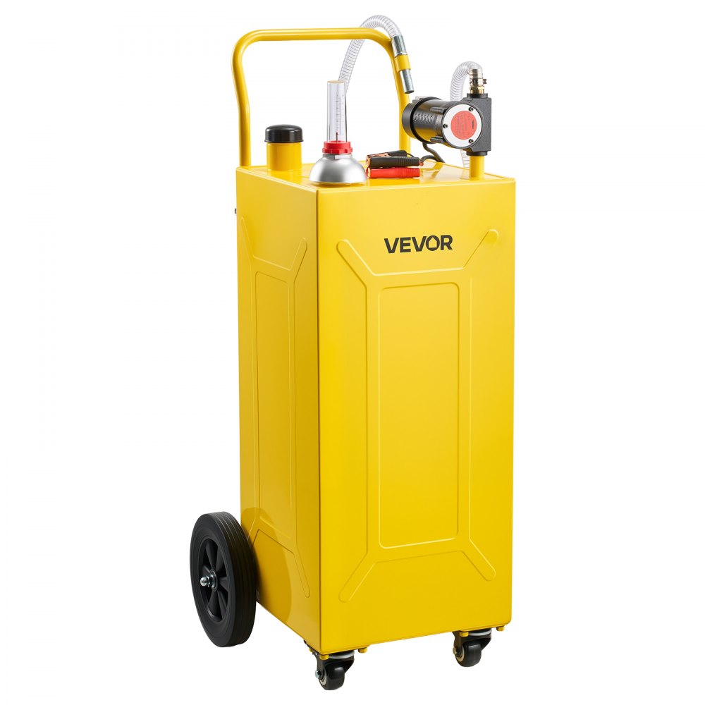 VEVOR 30 Gallon Diesel Caddy, Carbon Steel, Portable Diesel Transfer Storage Tank with Electric Pump, 4 Rolling Wheels