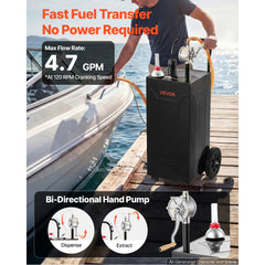 VEVOR 30 Gallon Fuel Gas Caddy, Carbon Steel, Portable Fuel Transfer Storage Tank with Manual Pump & 2 Wheels, Gasoline