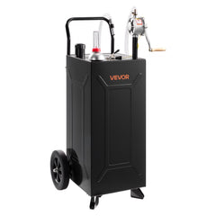 VEVOR 30 Gallon Fuel Gas Caddy, Carbon Steel, Portable Fuel Transfer Storage Tank with Manual Pump & 2 Wheels, Gasoline