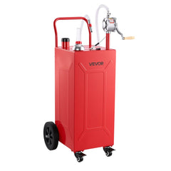 VEVOR 30 Gallon Fuel Gas Caddy, Carbon Steel, Portable Fuel Transfer Storage Tank with Manual Pump and 4 Wheels