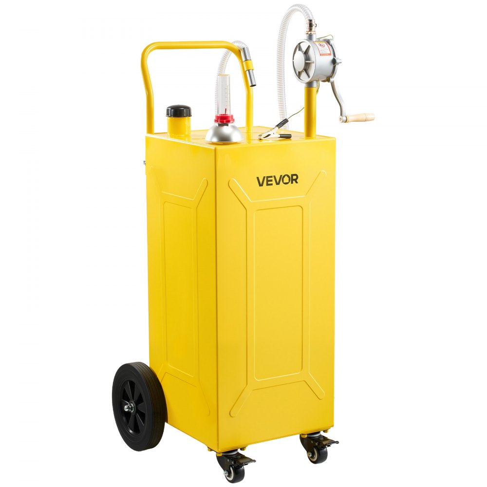 VEVOR 30 Gallon Fuel Gas Caddy, Carbon Steel, Portable Fuel Transfer Storage Tank with Manual Pump & 4 Wheels, Gasoline