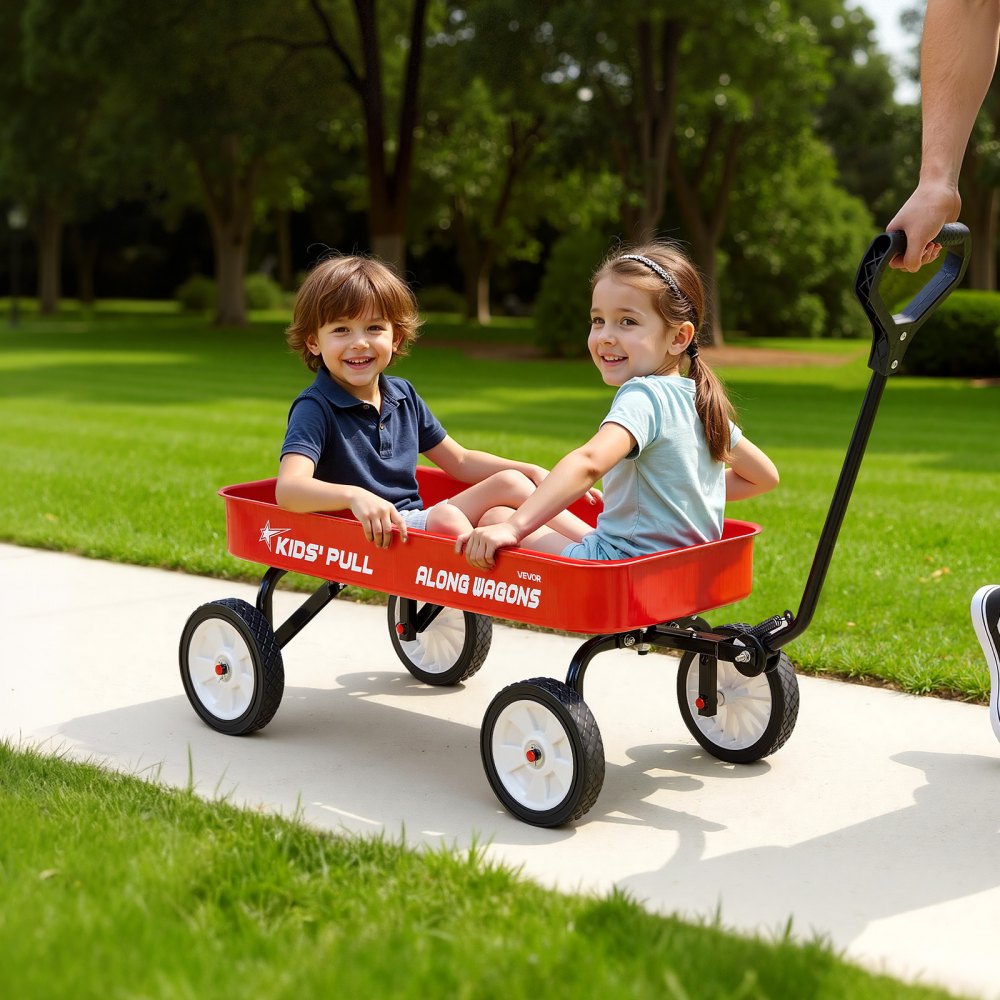 VEVOR Pull-Along Wagon for Kids, 39 inch Toddler Wagons, Supports up to 176 lbs, All-Terrain Wagons with Handle