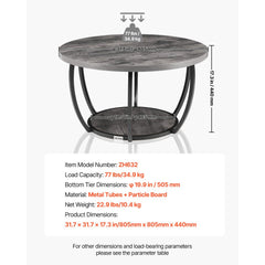 VEVOR Coffee Table, Modern Round Coffee Table, 2 Tiers Wooden Circle Center Desk with Open Storage, Minimalist Sturdy