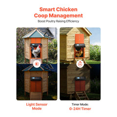 VEVOR Automatic Chicken Coop Door, Solar & Battery Powered Chicken Door with LCD Display, Remote Control, Light Sensor