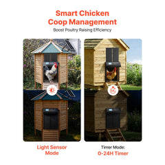 VEVOR Automatic Chicken Coop Door, Solar & Battery Powered Chicken Door with LCD Display, Remote Control, Light Sensor