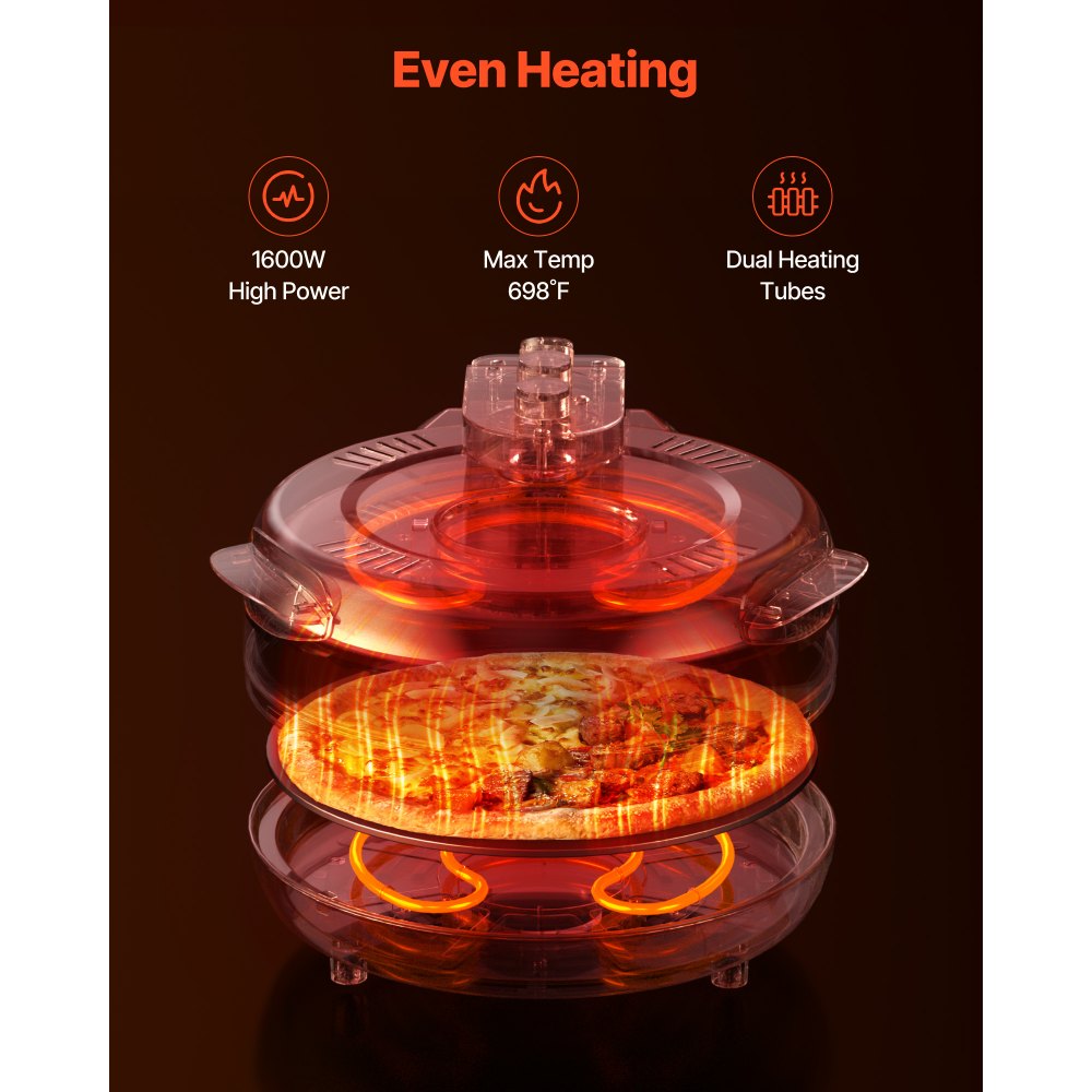 VEVOR Pizza Oven, 14 in Electric Pizza Maker, 1600W Electric Pizzas Cooker with Cordierite Stone, 5-Mode Temperature