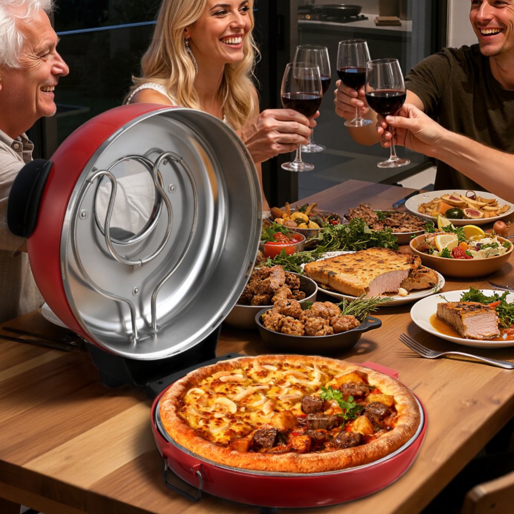 VEVOR Pizza Oven, 14 in Electric Pizza Maker, 1600W Electric Pizzas Cooker with Cordierite Stone, 5-Mode Temperature