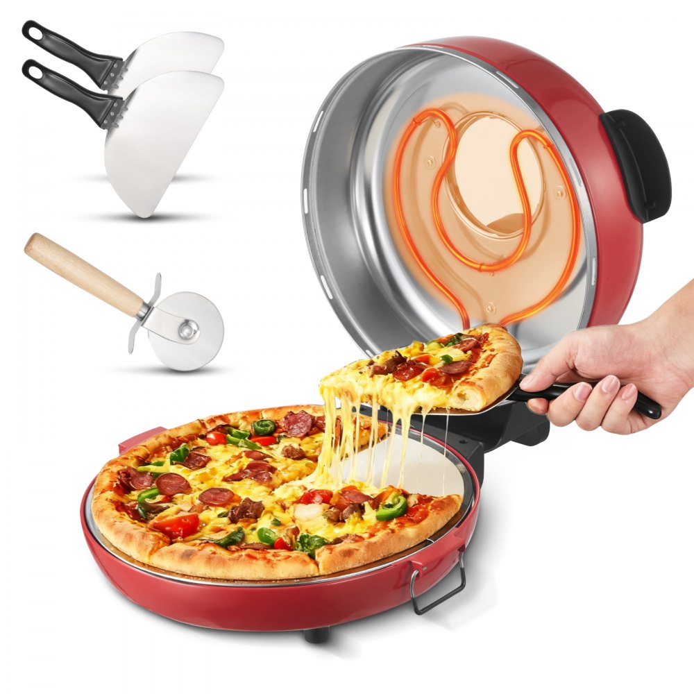 VEVOR Pizza Oven, 14 in Electric Pizza Maker, 1600W Electric Pizzas Cooker with Cordierite Stone, 5-Mode Temperature