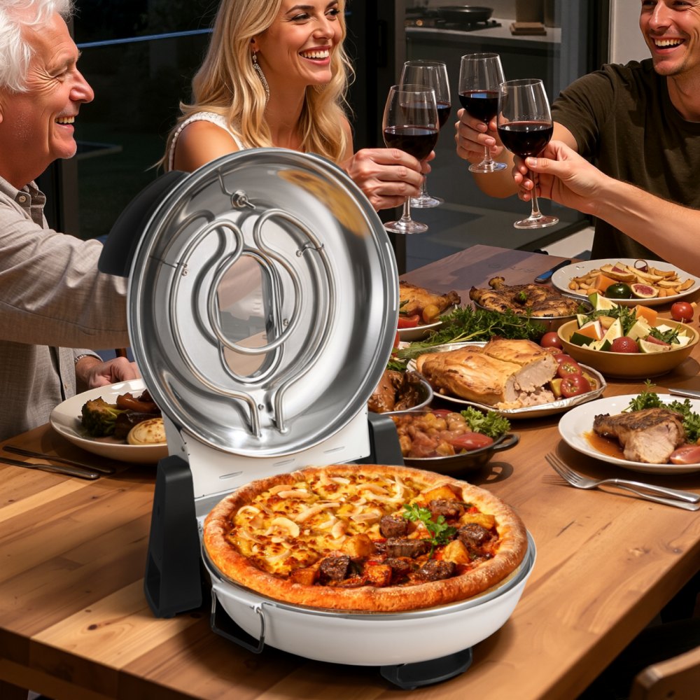 VEVOR Pizza Oven, 12 in Electric Pizza Maker, 1200W Electric Pizzas Cooker with Cordierite Stone, 5-Mode Temperature