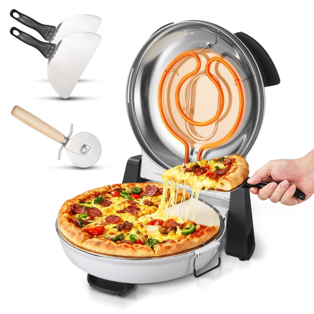 VEVOR Pizza Oven, 12 in Electric Pizza Maker, 1200W Electric Pizzas Cooker with Cordierite Stone, 5-Mode Temperature