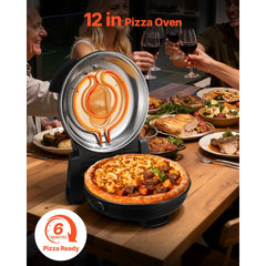 VEVOR Pizza Oven, 12 in Electric Pizza Maker, 1200W Electric Pizzas Cooker with Cordierite Stone, 5-Mode Temperature