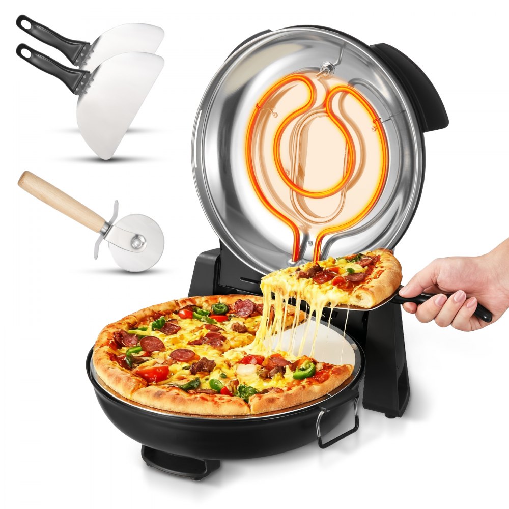 VEVOR Pizza Oven, 12 in Electric Pizza Maker, 1200W Electric Pizzas Cooker with Cordierite Stone, 5-Mode Temperature