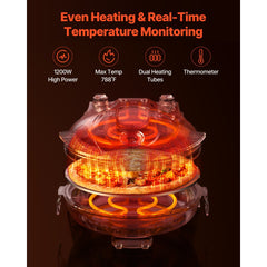 VEVOR Pizza Oven, 12 in Electric Pizza Maker, 1200W Electric Pizzas Cooker with Cordierite Stone, 5-Mode Temperature
