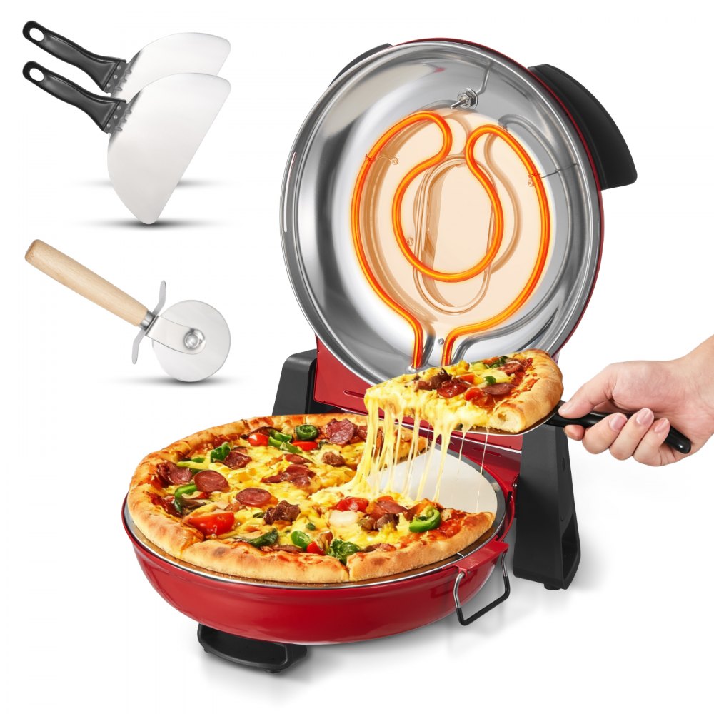 VEVOR Pizza Oven, 12 in Electric Pizza Maker, 1200W Electric Pizzas Cooker with Cordierite Stone, 5-Mode Temperature