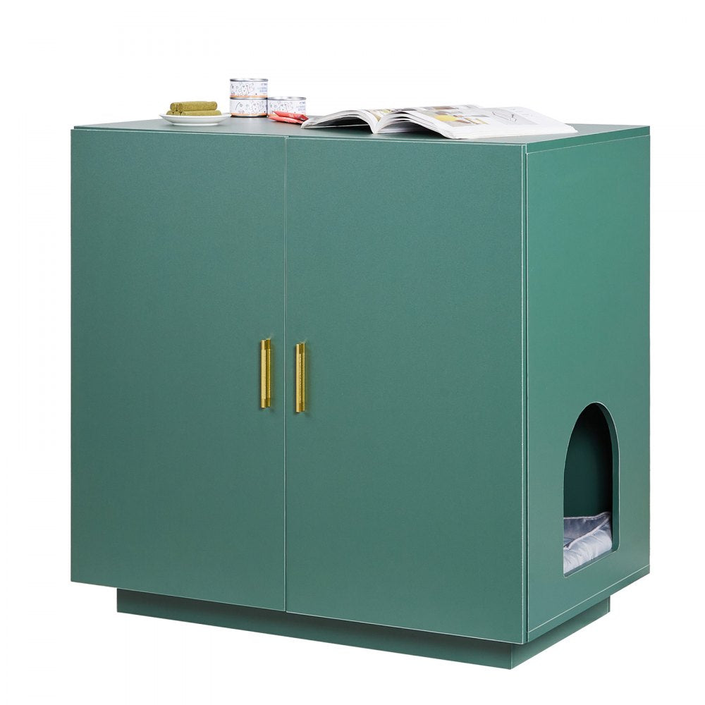 VEVOR Cat Litter Box Enclosure, 31.5 in Hidden Litter Box Cabinet, Wooden Indoor Cat Washroom with Ventilated Holes