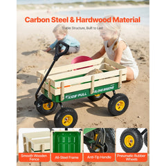 VEVOR Pull-Along Wagon for Kids, 39 inch Toddler Wagons with Wooden Panels & Handle, Supports up to 330 lbs