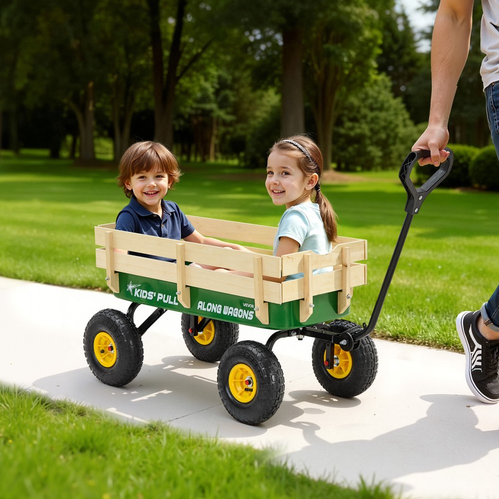 VEVOR Pull-Along Wagon for Kids, 39 inch Toddler Wagons with Wooden Panels & Handle, Supports up to 330 lbs