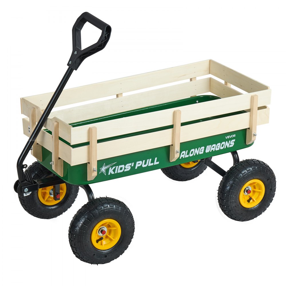 VEVOR Pull-Along Wagon for Kids, 39 inch Toddler Wagons with Wooden Panels & Handle, Supports up to 330 lbs