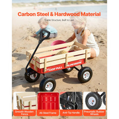 VEVOR Pull-Along Wagon for Kids, 39 inch Toddler Wagons with Wooden Panels & Handle, Supports up to 330 lbs