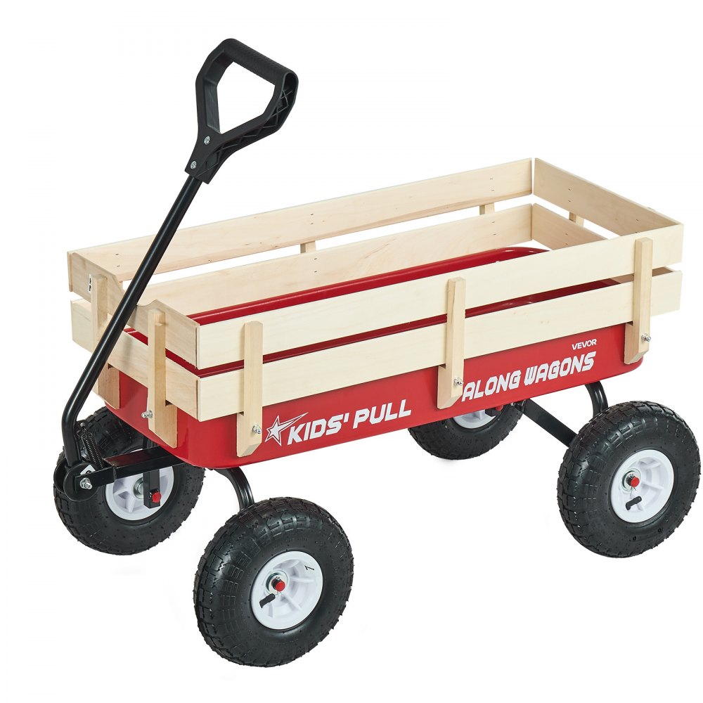 VEVOR Pull-Along Wagon for Kids, 39 inch Toddler Wagons with Wooden Panels & Handle, Supports up to 330 lbs