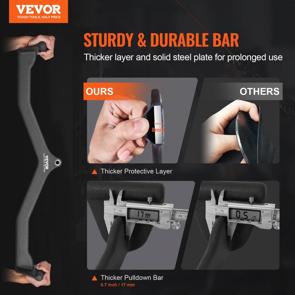 VEVOR LAT Pulldown Attachment, Cable Machine Rowing V-bar Attachment, Tricep Pull Down Bar, Back Strength Training