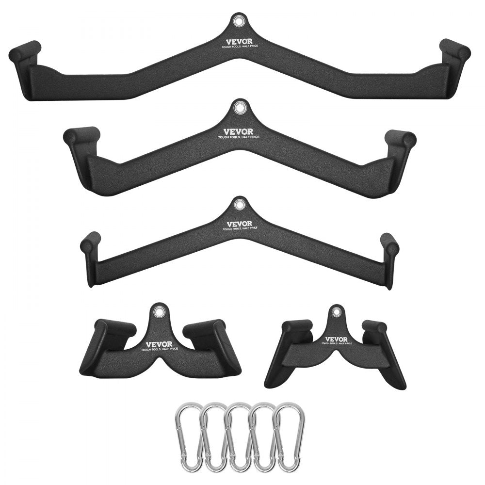 VEVOR LAT Pulldown Attachments, Cable Machine Rowing T-bar V-bar 5 Set, Tricep Pull Down Bar, Back Strength Training