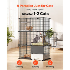 VEVOR Cat Cage 3-Tier 28"x17.91"x40.98" DIY Cat Playpen with Litter Box, Indoor Enclosure Detachable Metal Wire Kennel
